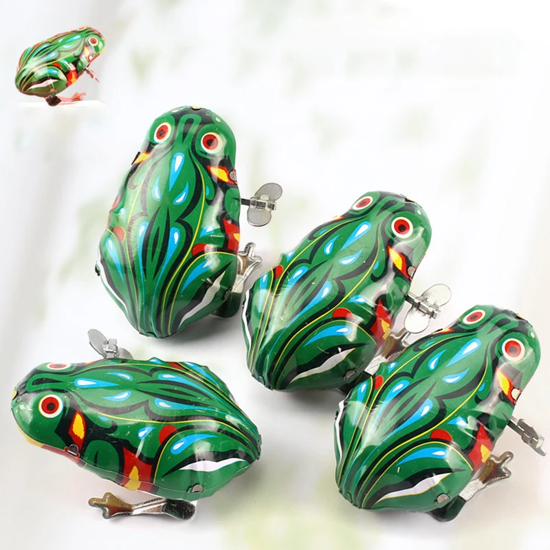 Children's Classic Wind-up Tin Frog Nostalgic Clockwork Toys Funny Baby Crawling Puzzle Toys Kids Holiday Party Birthday Gifts