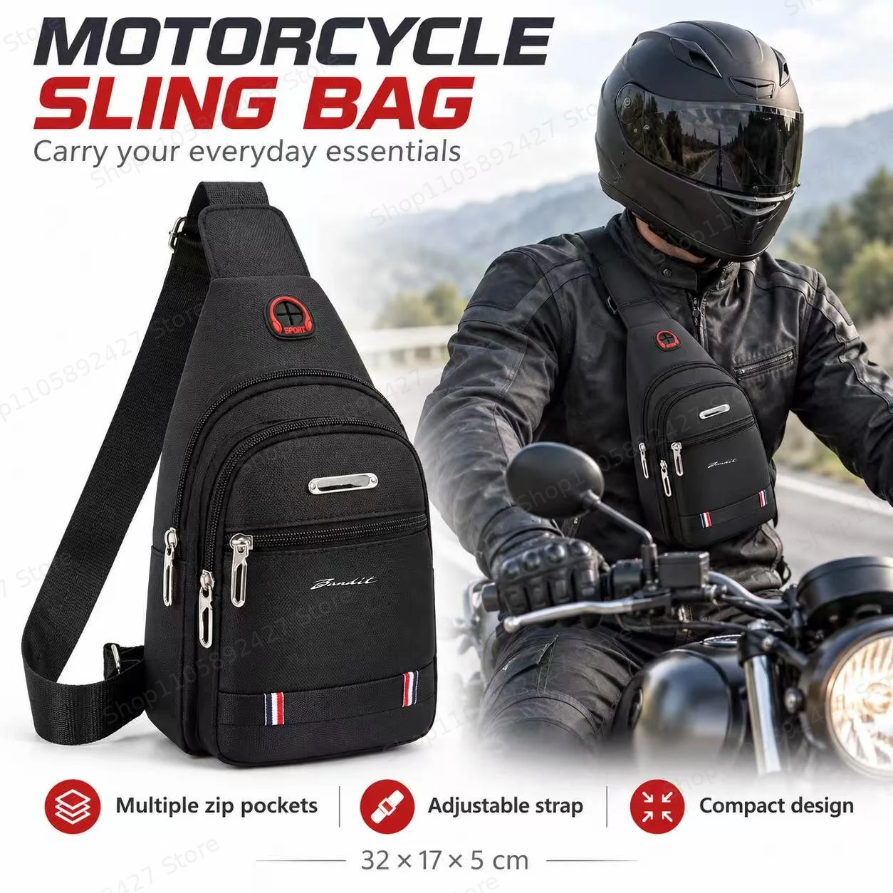 Motorcycle Emblem Logo Backpack One-shoulder Messenger Bag Chest Travel Bag For Suzuki Bandit GSF650 GSF600 GSF1250 GSF400