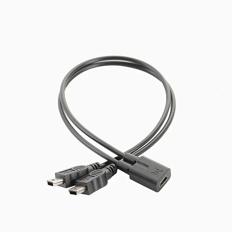 Mini USB 5Pin Female To Mini Usb 5pin Male + Micro USB Male Y Splitter 1 To 2 Converter Charging Cable 30CM