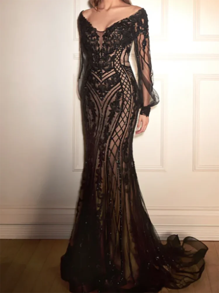 الكلاسيكية الخامس الرقبة التطبيق؛ iquins الدانتيل كم كامل حورية البحر أم العروس فساتين الزفاف أثواب الزفاف حسب الطلب