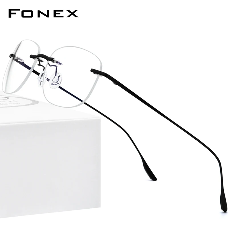 Alloy Eyeglasses Frame Men Brand Design Rimless Square Glasses Women Frameless Japanese Ultralight High-Quality Eyewear 8107