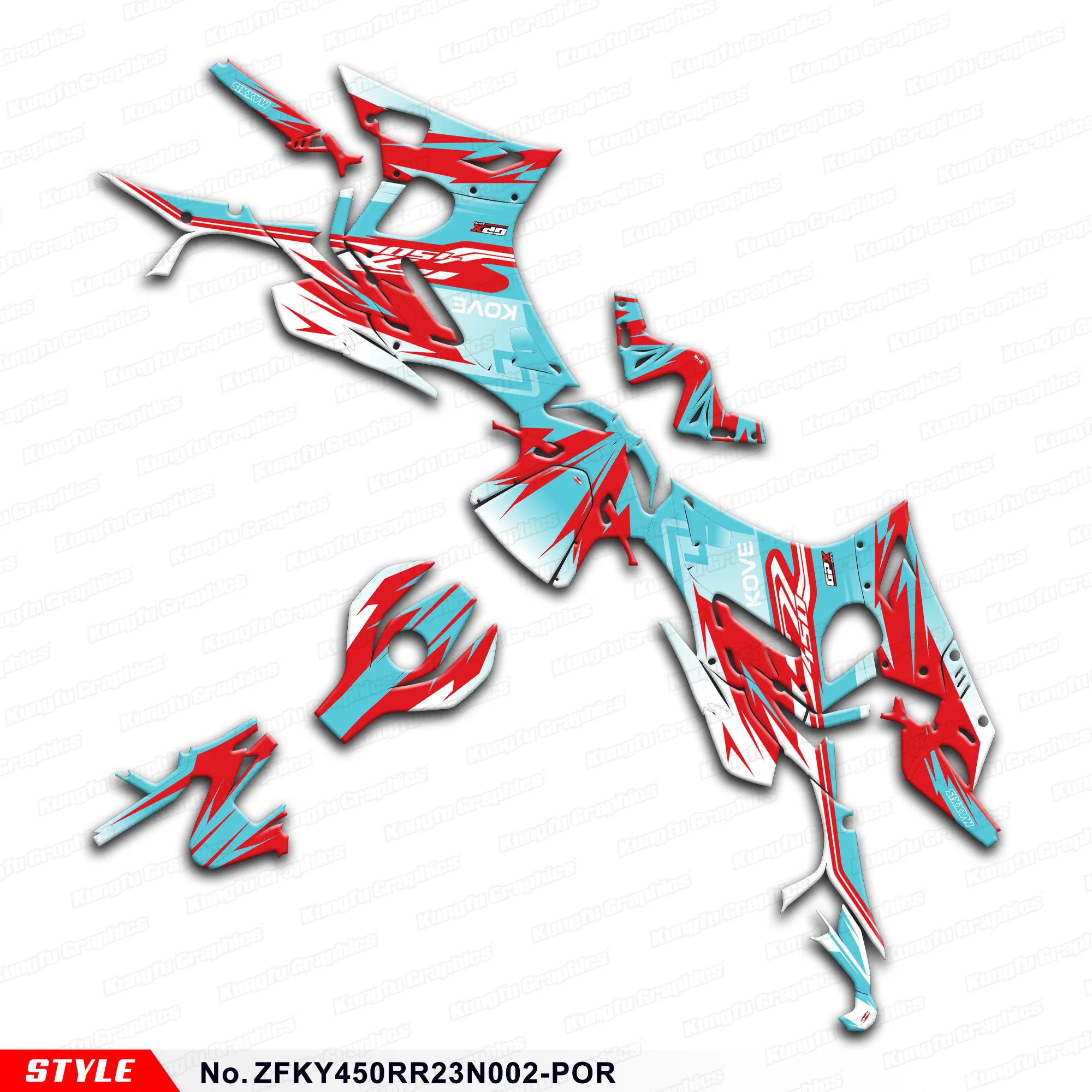 

AFTERMARKET Dirt Bike Decals Personalised Stickers Moto Racing Decor for KOVE 450RR 2023 2024, ZFKY450RR23N002-POR
