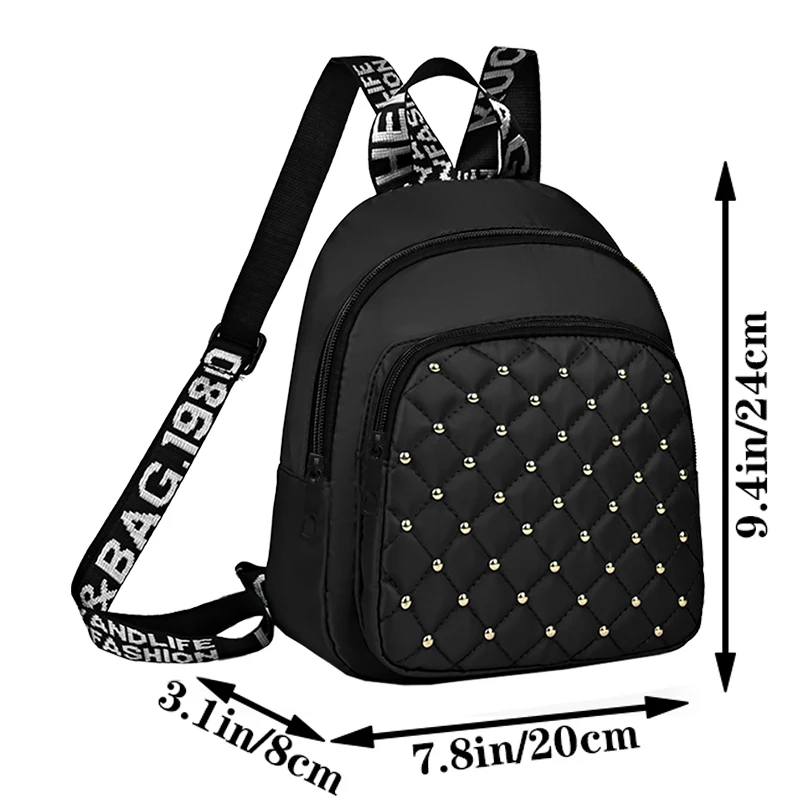 Chic Stylish Studded Backpack Multi-Color Quilted Adjustable-Strap Lightweight for Daily Commute Casual Functional Stylish Bag