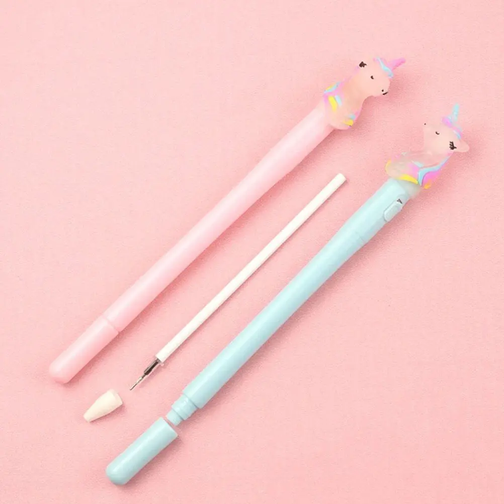 

8pcs Luminous Gel Pens Portable Cartoon Silica Ink Glowing Student Office Home Use Water Resistant Fade Proof Writing Exam Sign