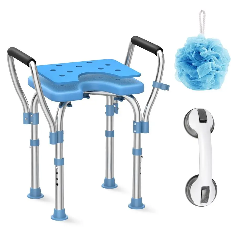 كرسي بأذرع للاستحمام الداخلي مقعد دش عالي التحمل مع مقعد من الفولاذ المقاوم للصدأ قابل للتعديل 450 رطل حوض استحمام St