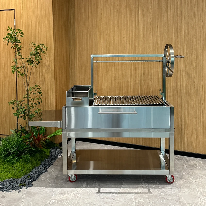 Outdoor Barbecue Charcoal Adjustable Height Argentina Style BBQ Barbeque Grill