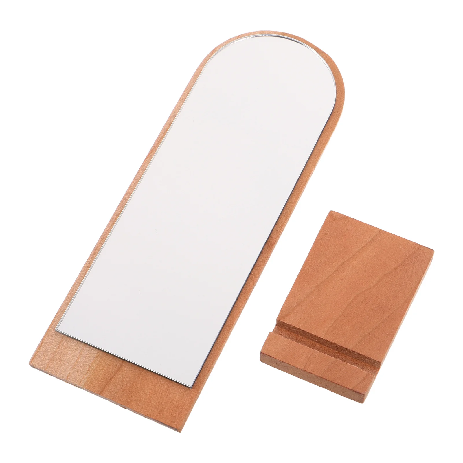 

Miniature Standing Dressing Mirror Natural Wood Texture Full Length Dollhouse Bedroom Furniture Pretend Play Miniature Decor