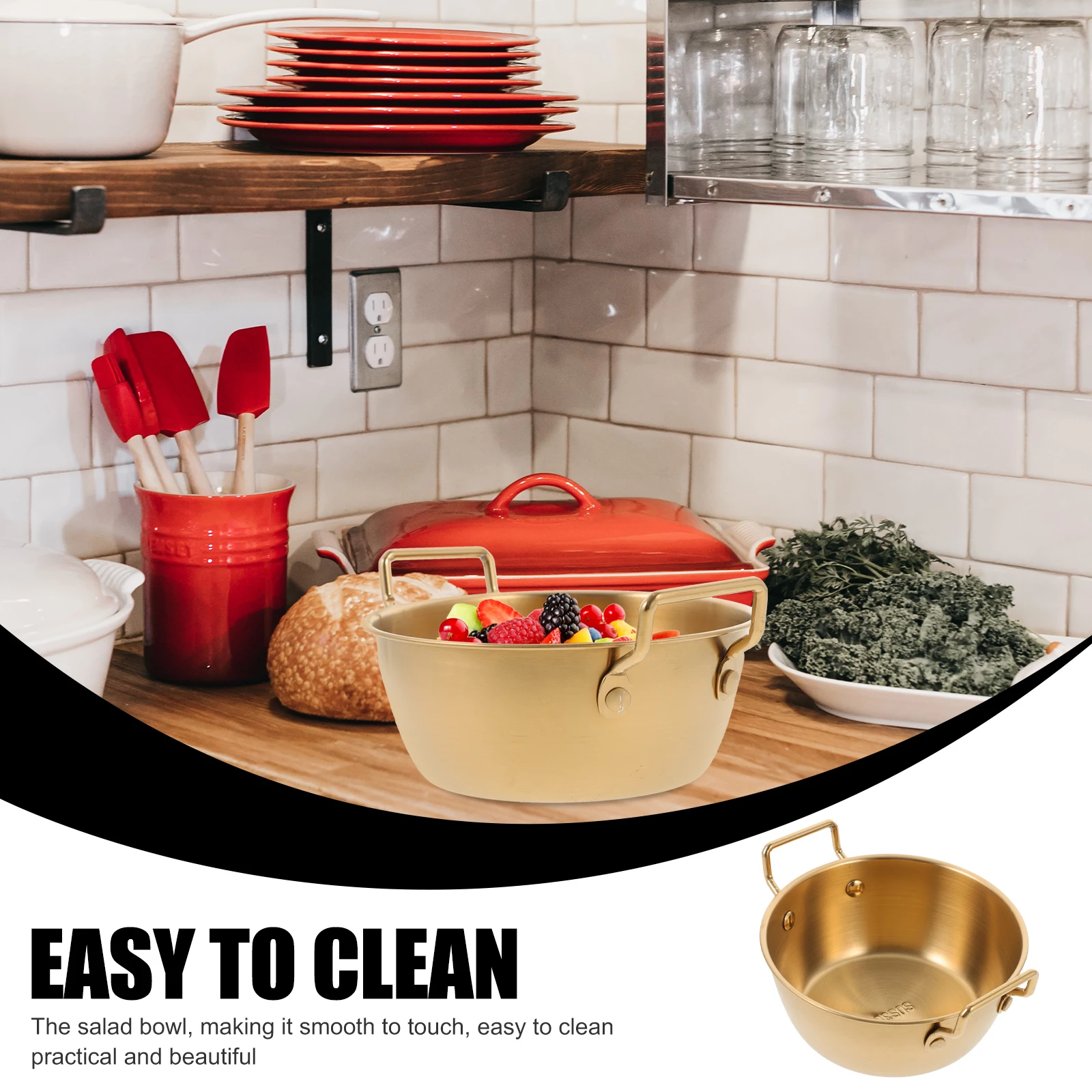 

Stainless Steel Food Salad Mixing Household Metal Fruit Reusable Serving Bowl For Kitchen Party Wedding Home Restaurant Use