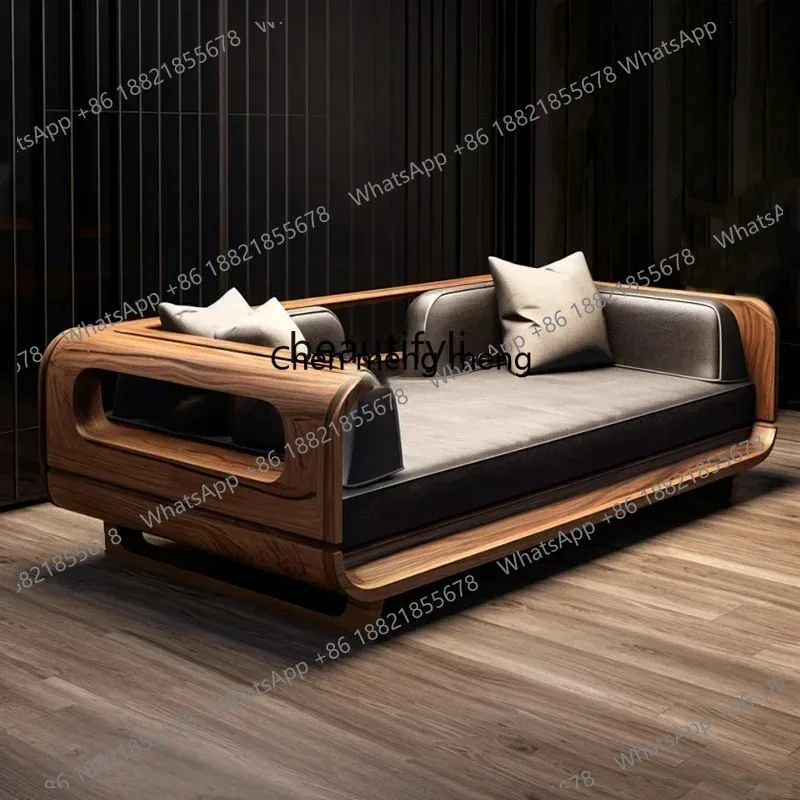 

LHY26 ssss 26 New Chinese Zen solid wood sofa bed living room, North American black walnut, chaise longue arhat bed