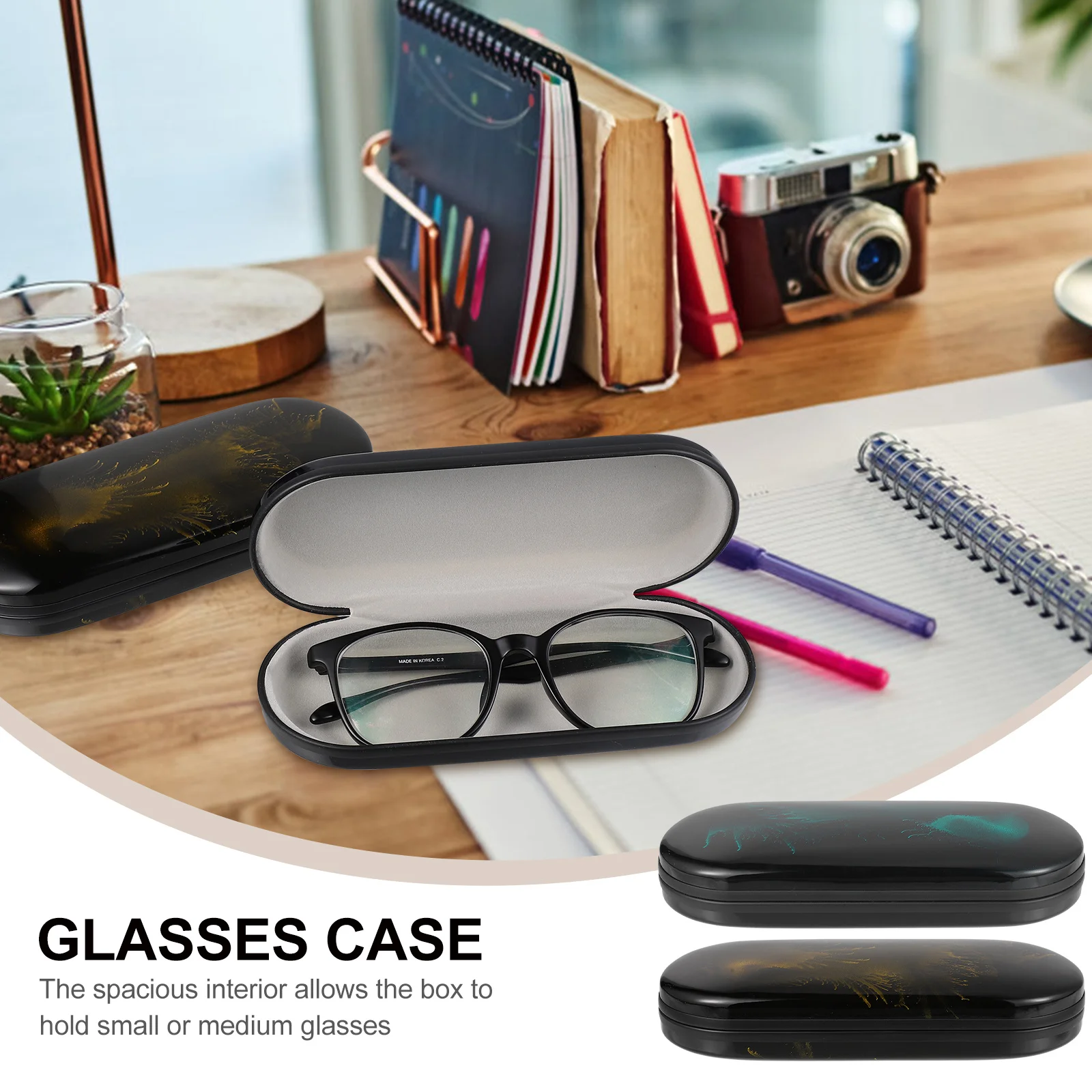

2Pcs Glasses Storage Box Premium Eyeglass Protector Simple Fashion Design Portable Sunglasses Case for Travel and Gift
