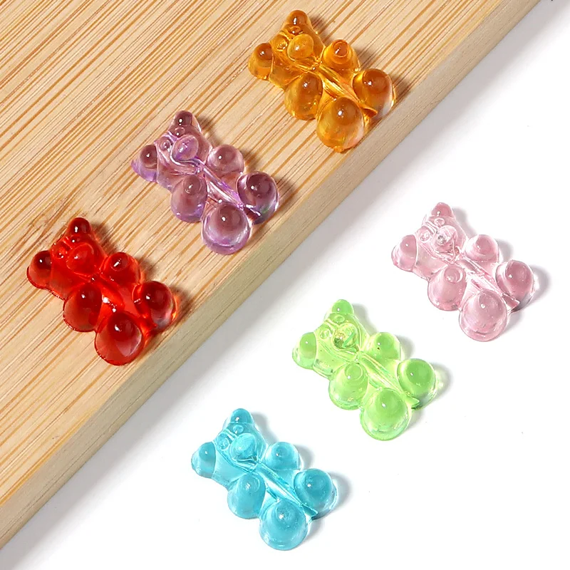 50pcs Colorful Transparent Cute Gummy Bear Acrylic beads for Jewelry Making DIY Necklace Bracelet Earrings Christmas Gift