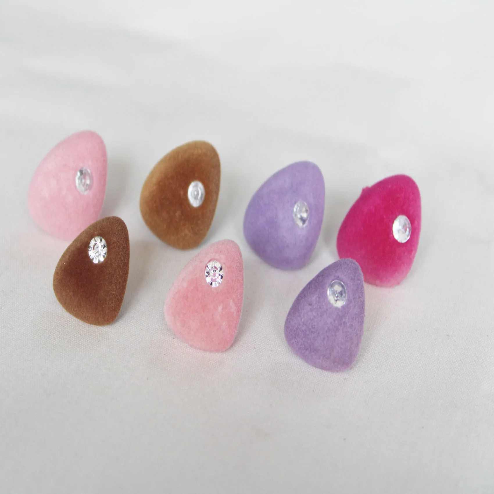 10pcs 26MM 30MM BROWN PURPLE ROSE RED pink with diamond flocking  Triangular safety toy nose & soft washer for diy doll findings