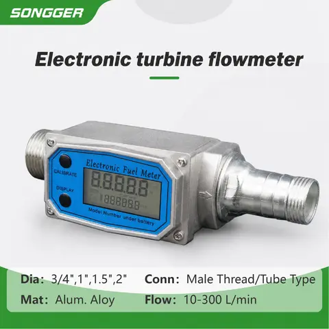 ETF-10 Electronic Fuel Flow Meter Digital Turbine Flowmeter Aluminum 3/4 1 1.5 2 Inch NPT BSP for Diesel Water Oil Liquid