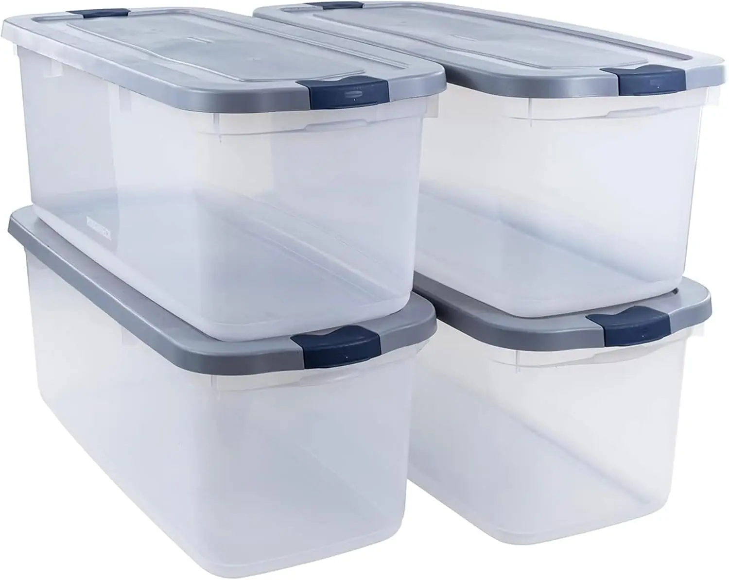 

Clear 95 Qt/23.75 Gal Storage Containers, Pack of 4 with Latching Grey Lids, Visible Base, Sturdy and Stackable