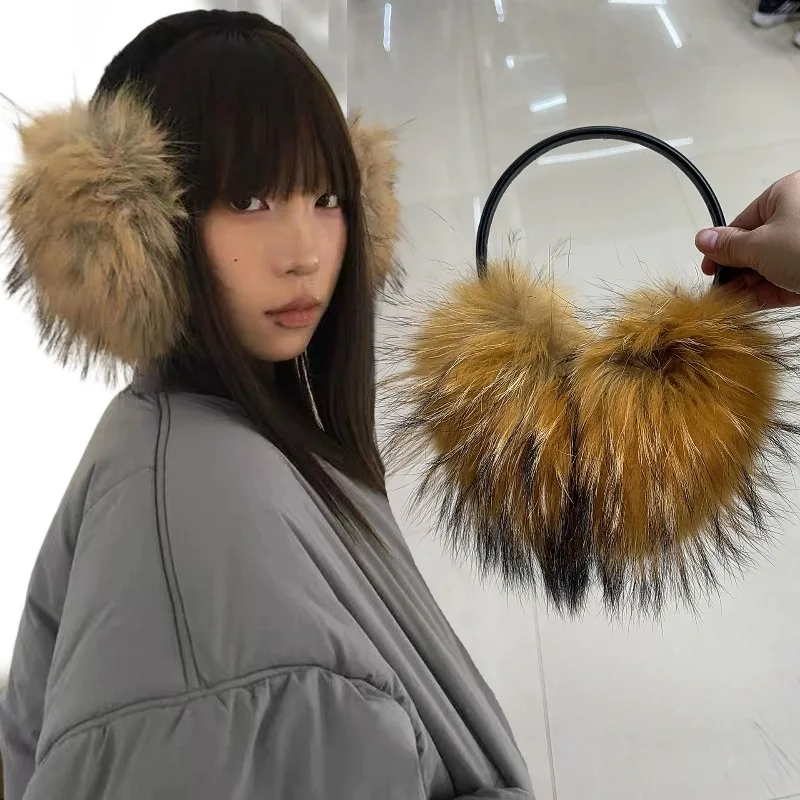 Y2K Faux Mink Fur Earmuffs Outdoor Winter Keep Warm Earplugs Brown Plush Cold Protection Wind-proof Ear Cover for Women Men