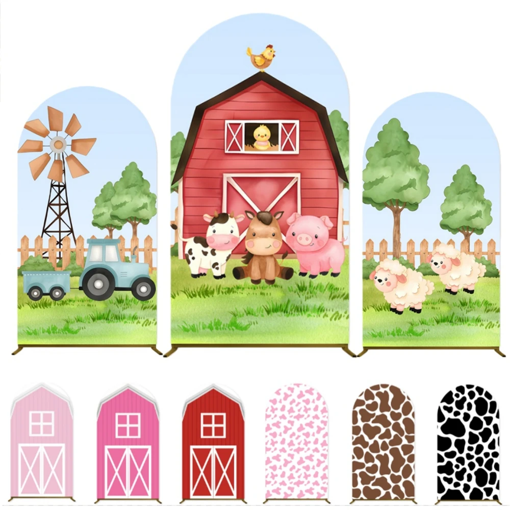 

Фон для фотосессий с мультяшными животными фермы, украшения для дня рождения, весенний пейзаж, фермерский дом, декор для детского праздника