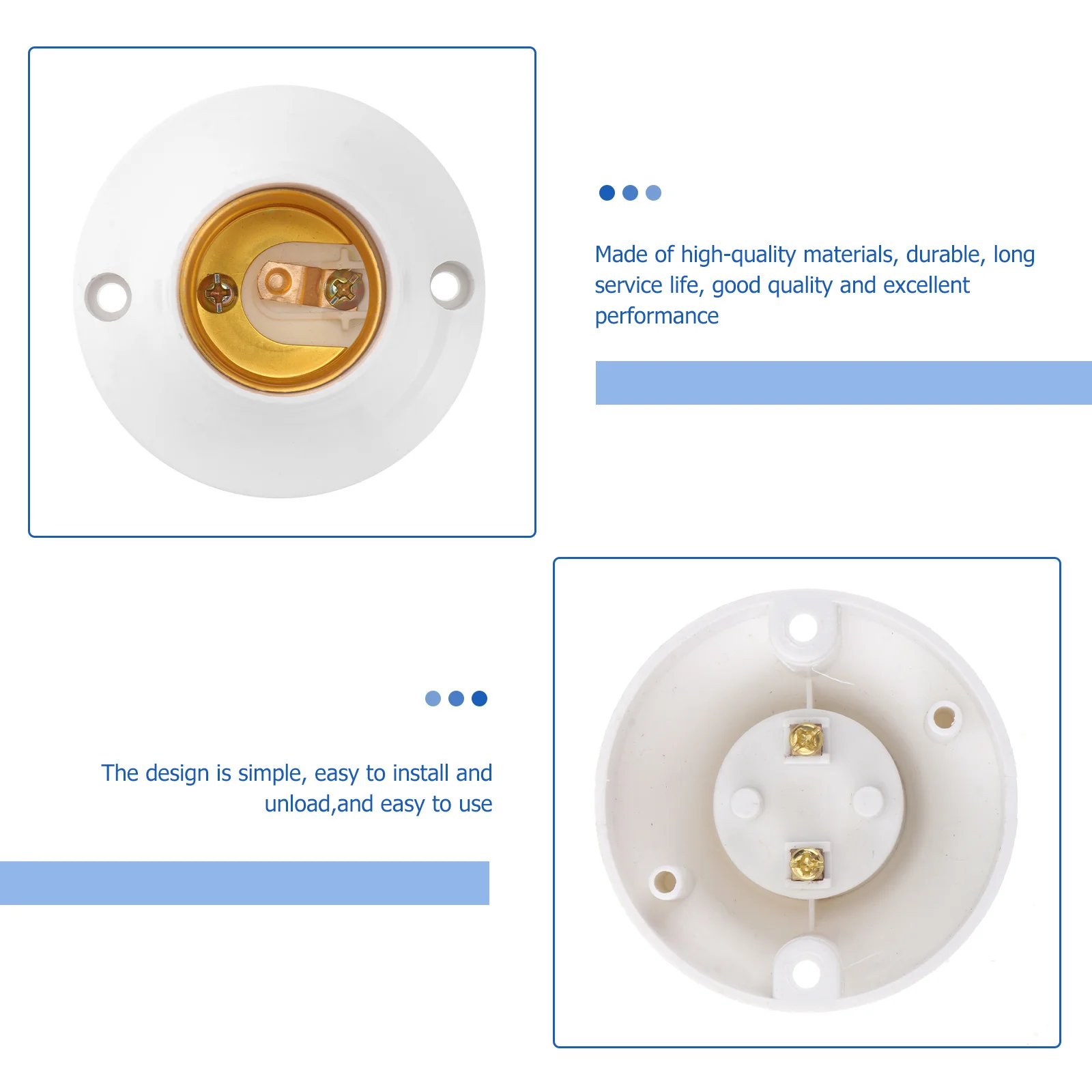 

10Pcs Plastic E27 Screw Type Socket Light Lamp Holder Base White 250V 6a Easy Install for Home Office Factory E27 Socket