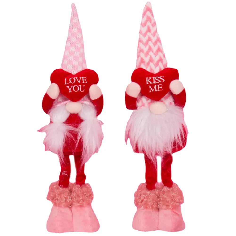 

2Pcs Valentine's Day Gnome Decor Set Creative Rudolph Themed Home Decoration for Living Room Bedroom Festival Gift Festive Dwarf