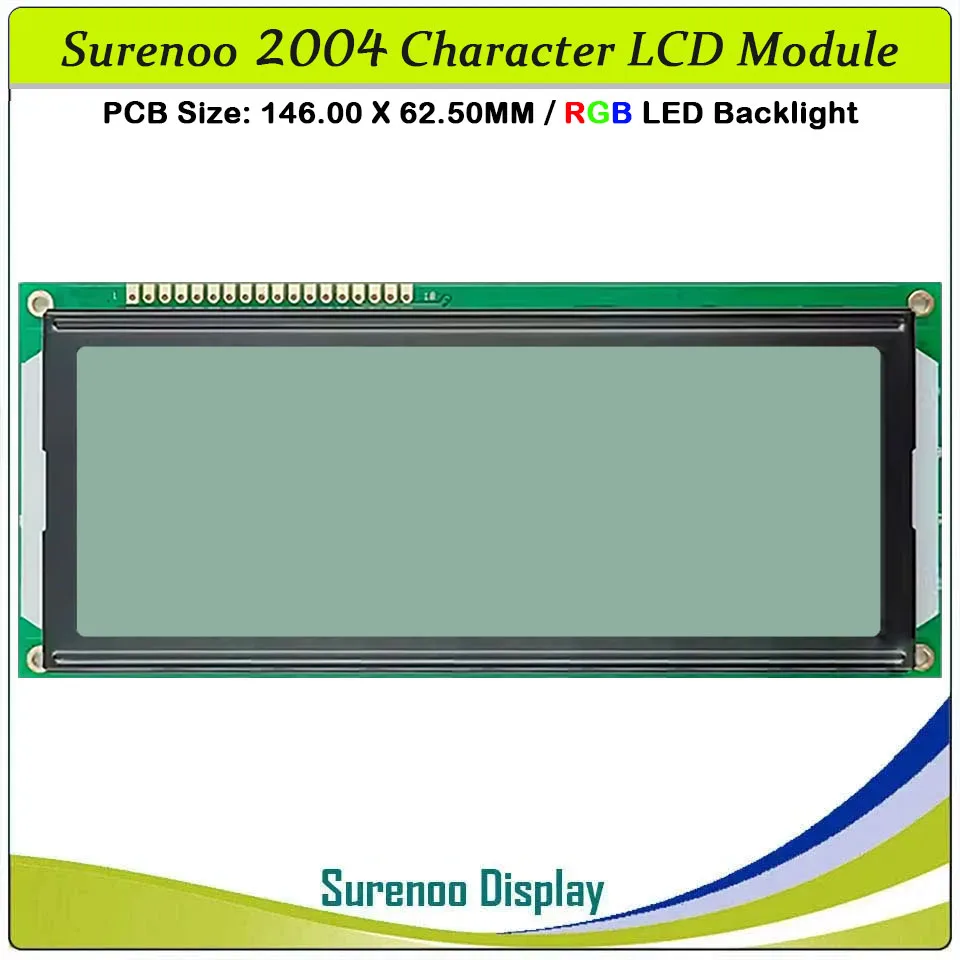 Surenoo 146.0X62.5MM 204 20X4 2004 FSTN Positive Character LCD Module Display Screen LCM Panel with RGB LED Backlight