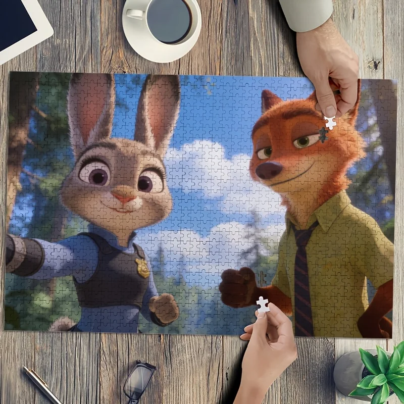 

1000pcs Disney Crazy City Judy Hopps & Nick Wilde Puzzle - Challenging Brain Teaser Suitable for Adults &, Iconic Characters f
