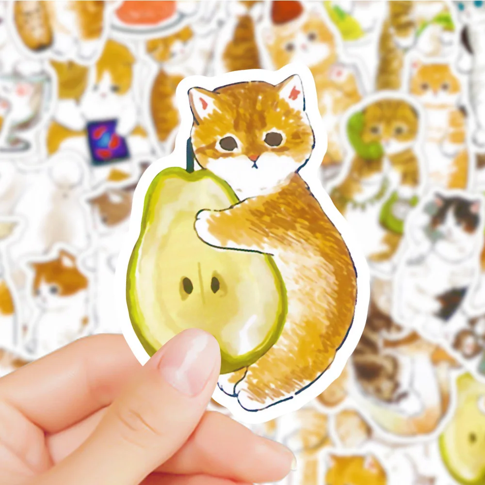 10/30/50PCS Kawaii Cat Cartoon Sticker Cute Animal Decals Kids Toys DIY Scrapbook Laptop Stationary Guitar Suitcase Car Sticker