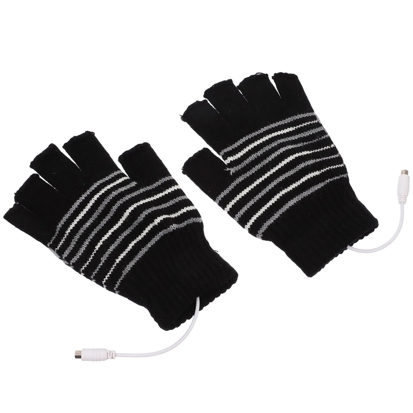 

1 Pair Usb Heated Mitten Winter Warm Knitting Gloves For Outdoor Sports Cycling Running Unisex Thermal Fingerless Electric