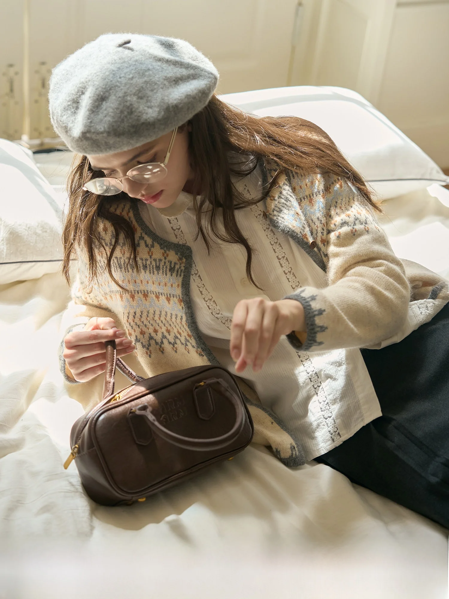 

Bruland Artistic Sle Initial Snow Color Blo Knitwear Faionable Design Sensation Open Cardigan Ele Aosphere Feel S...