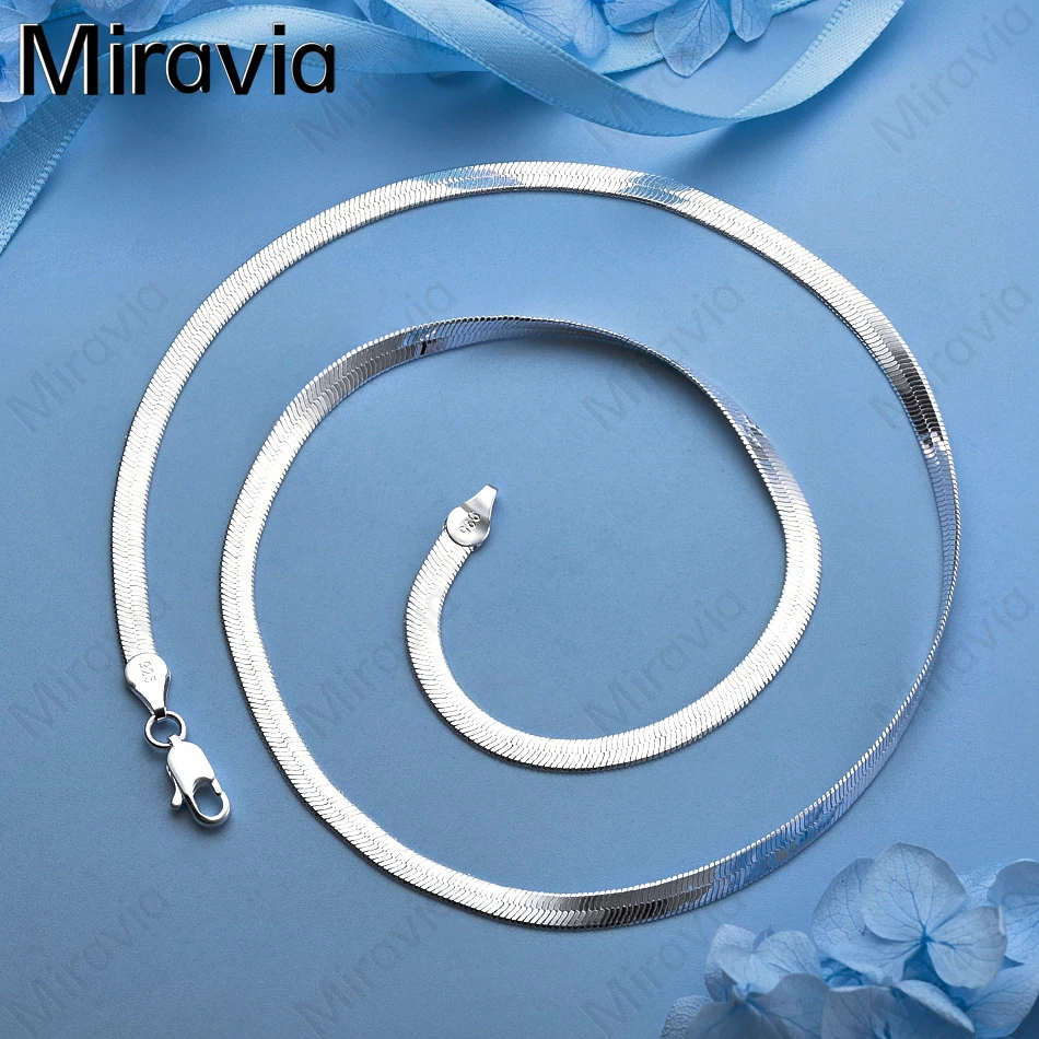 

Miravia 925 Sterling Silver 4mm Snake Chain Necklace Women'S Unique Gift Versatile Banquet Jewelry