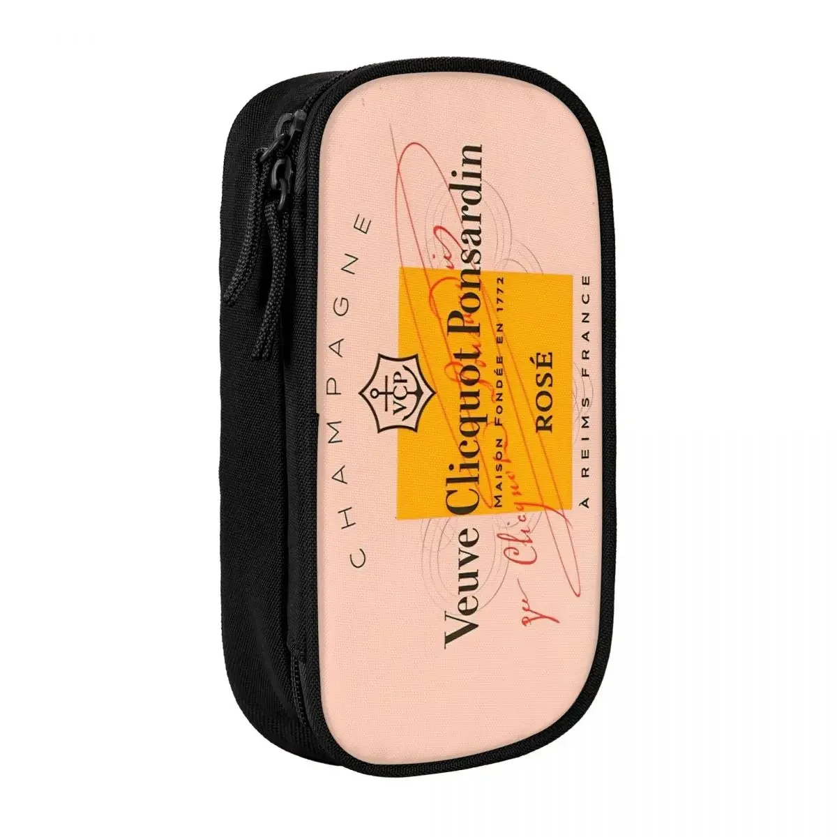 

Champagne Pink Pencil Case Veuves Clicquots Large Capacity Pouch Girls Boys Zipper Kawaii School Cases Stationery