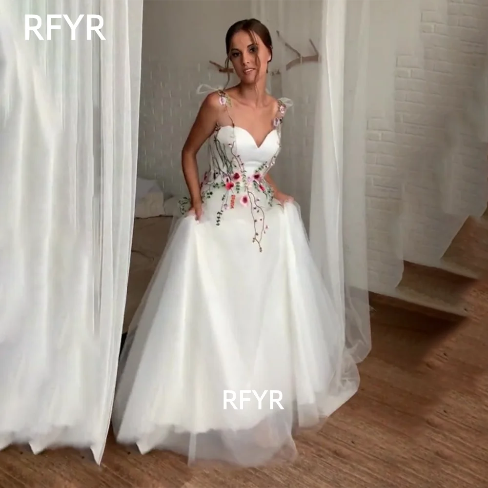 

RFYR Floral Prom Dress A Line Party Dress Straps Bow Evening Dress Sweetheart Celebrity Gala vestidos de fiesta Customized