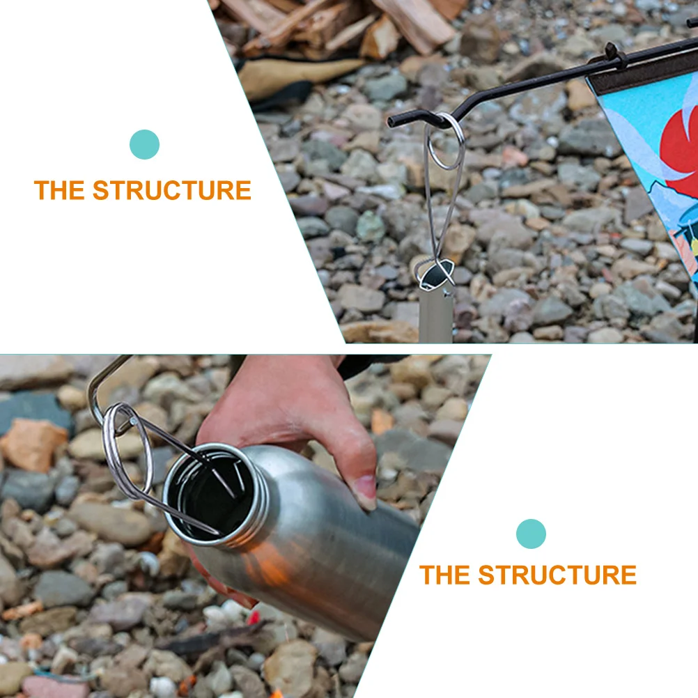 

2Pcs Stainless Cup Hook Fish Mouth Spreaders Bottle Hanger Camping Fish Cooking Pot Hook Storage
