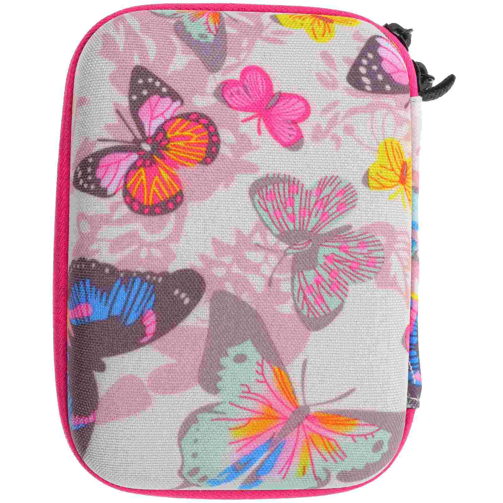 Kids Camera Case Camera Carrying Case Travel Camera Bag Holder with Closure White butterfly print grid rose red zipper bag