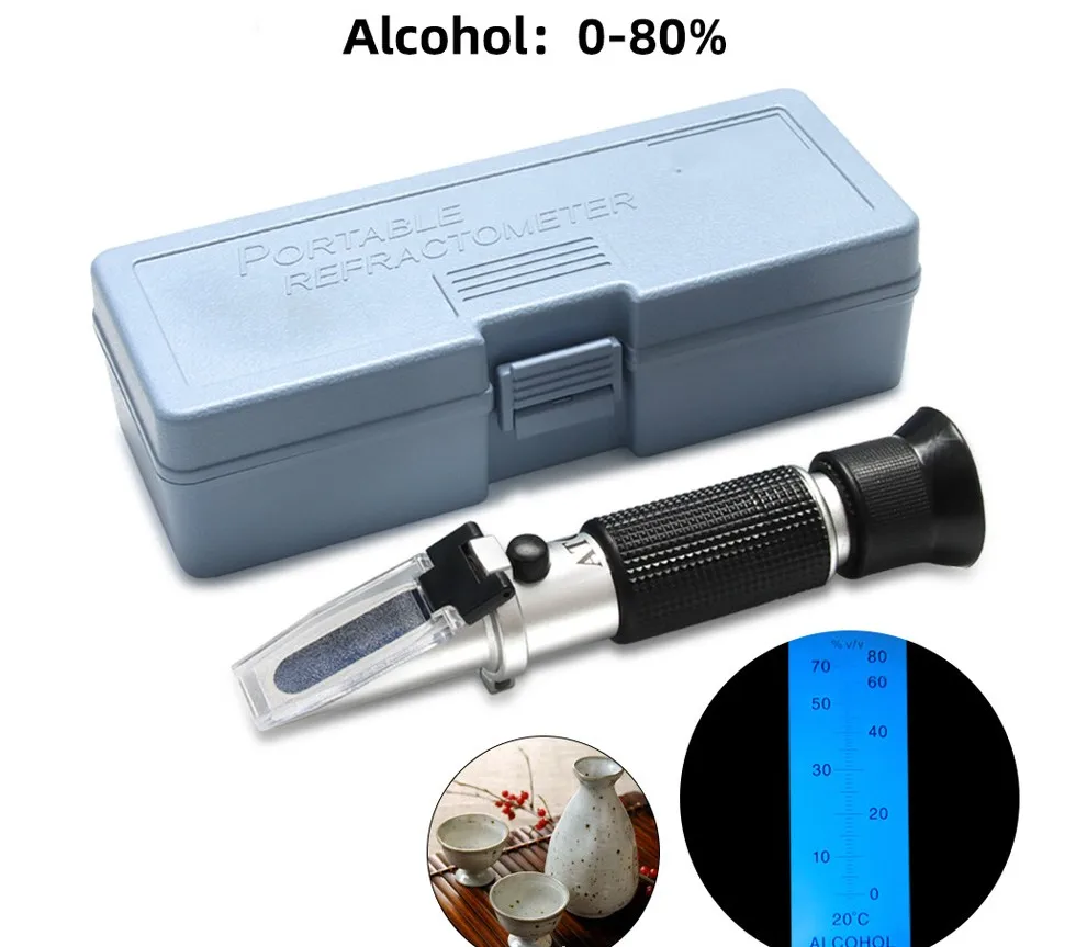 Refraktometer Genggam Pengukur Alkohol Refraktometer Alkohol 0-80%