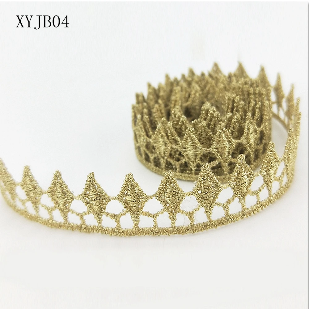 1.7CM Width 10Yards Prismatic Gold Lace Trim Wedding Craft Glitter Crocheted DIY Craft Gift Packing Sewing