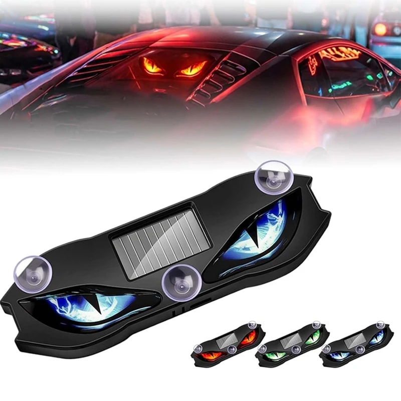 Solar Eyes Light USB Rechargeable Eye Car Window Light with Suction Cup Car Dynamic Demon Eye LED Warning Light  for SUV Truck