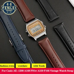 For Casio AE-1200/1300 AE1200 F91w A159 F105 A158 a168 a169 f91w SGW-300 Vintage Watch Cowhide Leather Strap Watchband 18mm