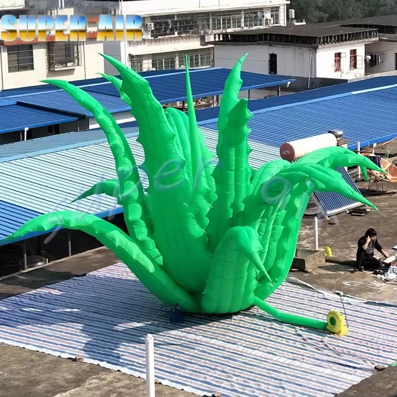 Souffleur gratuit de 8m de diamètre, herbe gonflable d'aloe vera, modèle de plante debout pour la décoration de fête