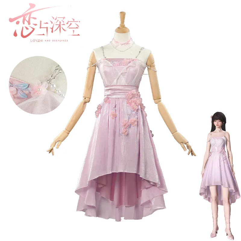 

2026 Anime Love and Deepspace Miss Hunter Cosplay Costume Lolita Pink Uniform Halloween Costume Women Man Disguise Performance