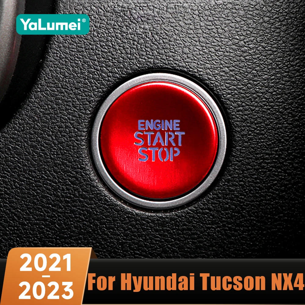 Schutzabdeckung für den Start-Stopp-Knopf mit Ein-Klick-Bedienung, Zierblende für die Motorzündungsplatte, passend für Hyundai Tucson NX4 2021 2022 2023 Hybrid N Line
