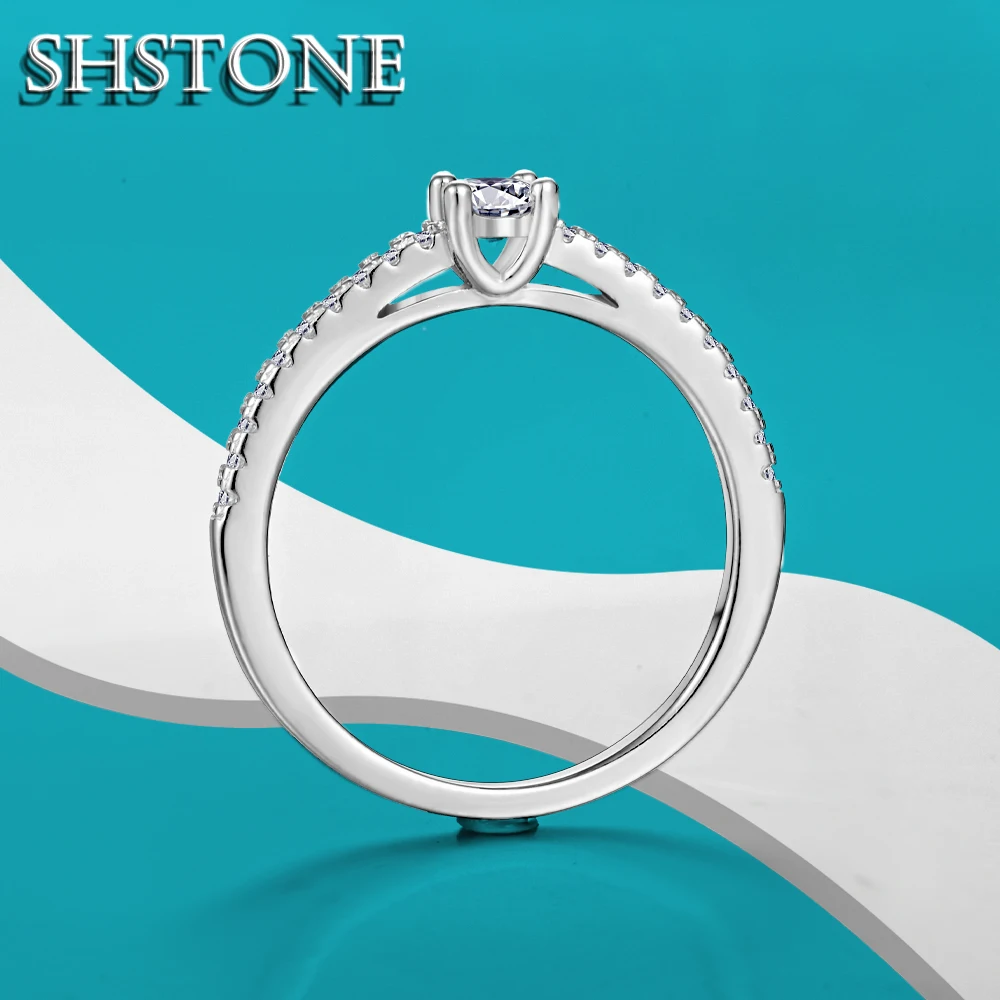 

SHSTONE D Color Small Moissanite Rings for Women 100% s925 Sterling Sliver D VVS1 Round Cut Lab Diamond Ring Fine Jewelry Gifts