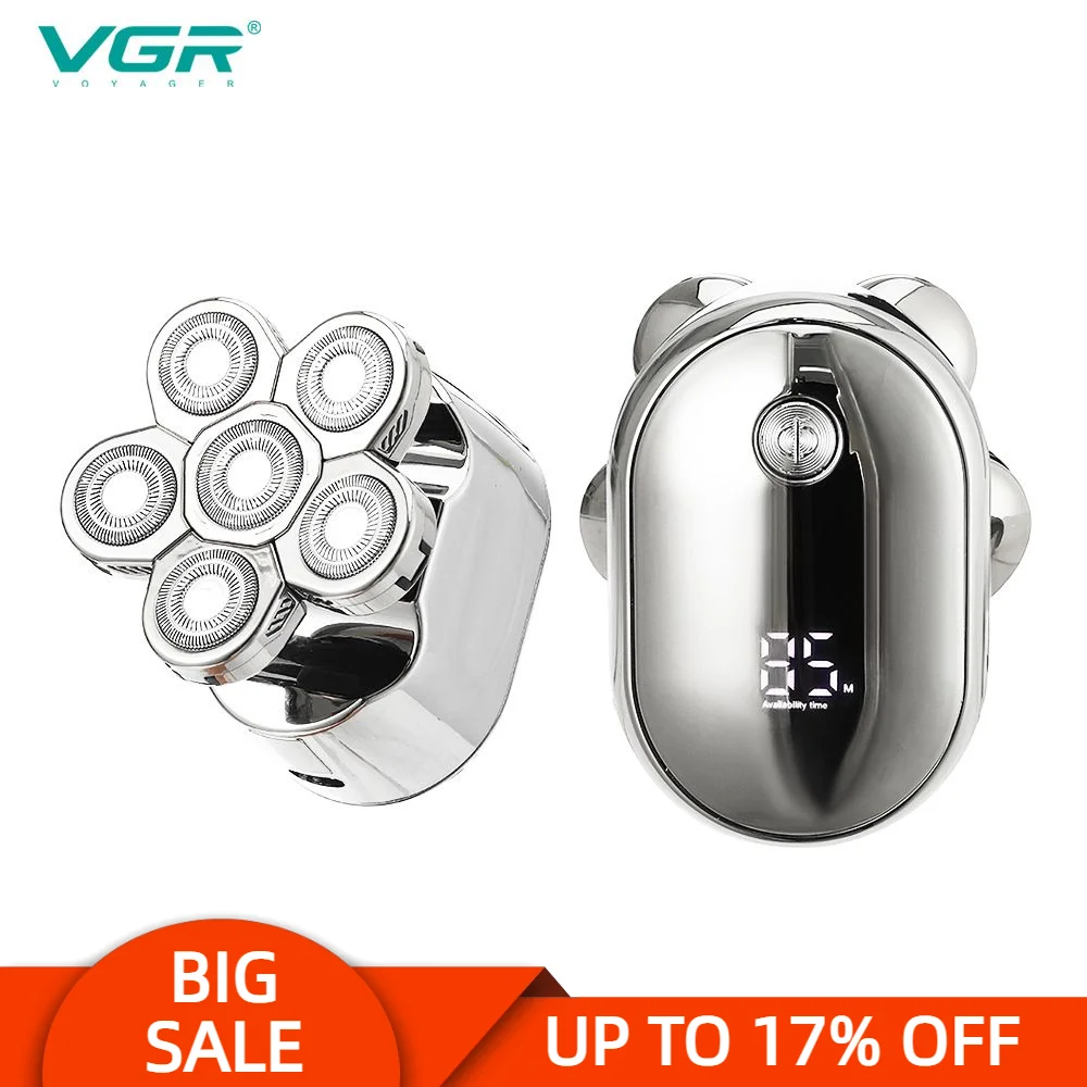 VGR 395 – rasoir électrique Intelligent à affichage numérique pour hommes, Kit de toilettage, lame de rasoir lavable, sécurité VGR V395