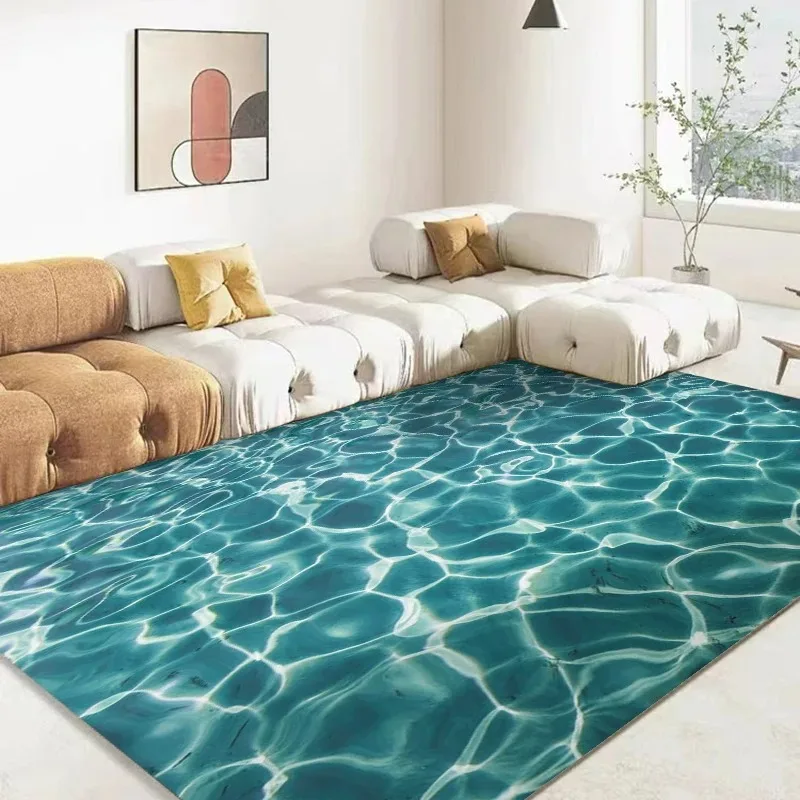 3D Ocean Sea Water Rug Home Decor Living Room Carpet Non-slip Hotel Lobby Floor Mat Kitchen Bedroom Entrance Doormat Play Mats