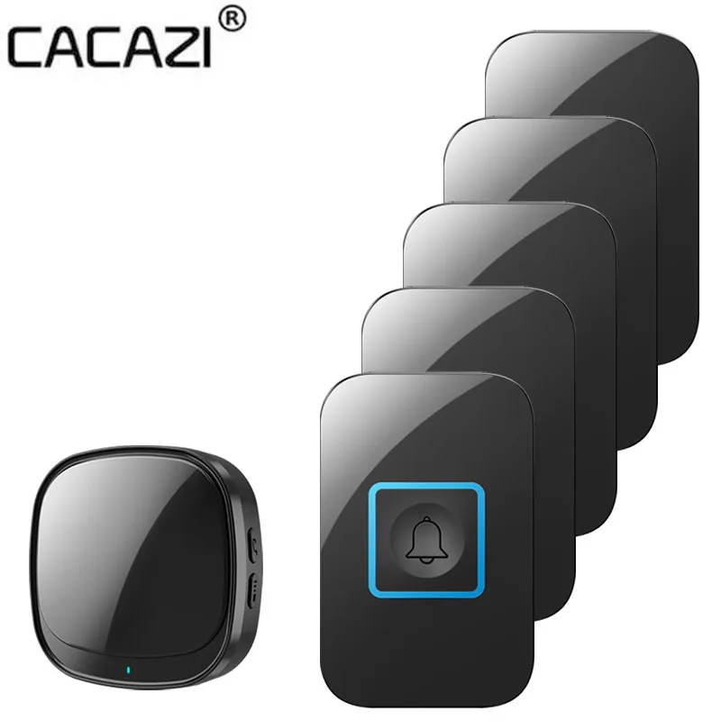 

CACAZI USB Wireless 60 ringtones Waterproof Doorbell Smart Home Door Bell Chime Kit LED Flashing Security Alarm Welcome Melodies