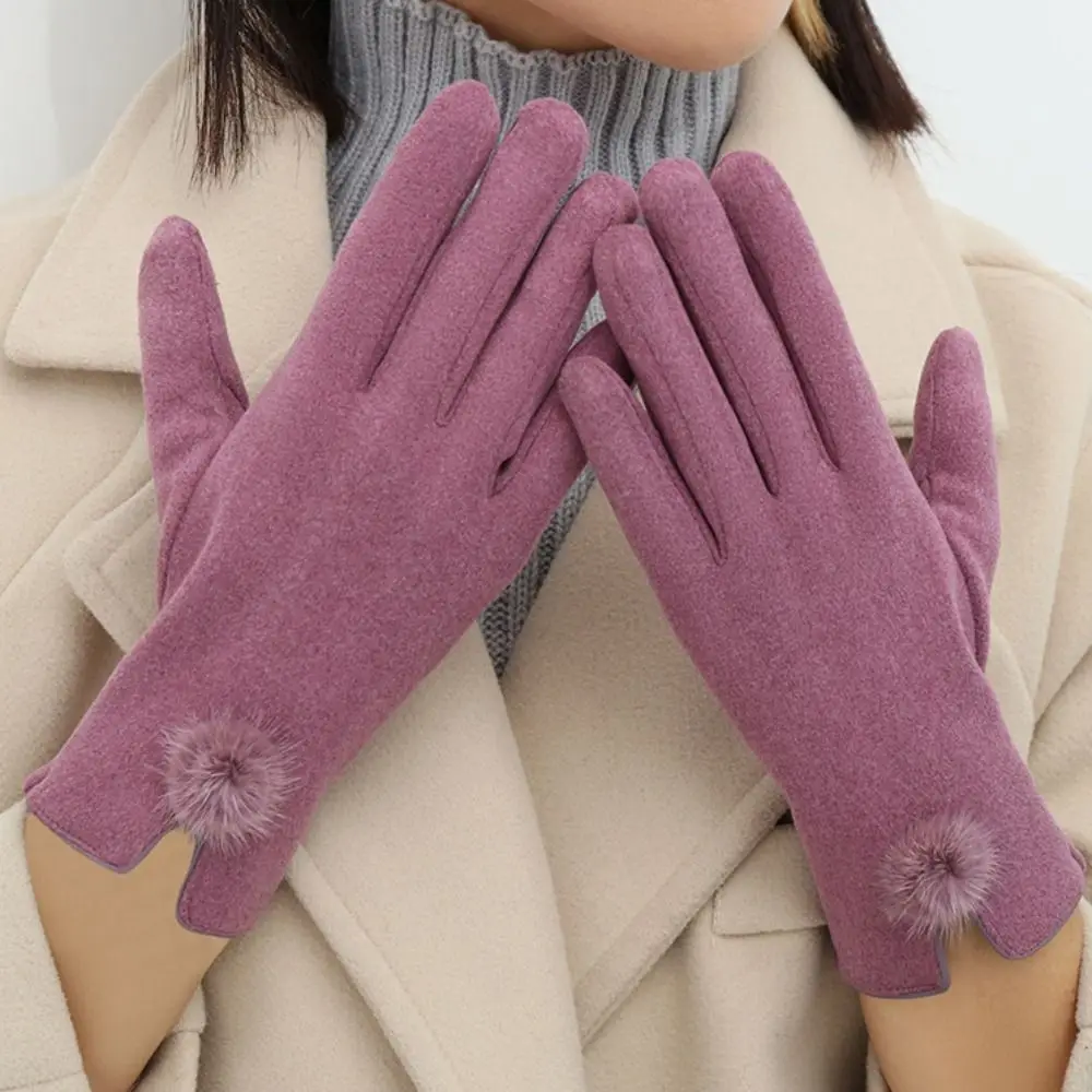 Skiing Velvet Winter Suede Gloves Soft Windproof Pu Leather Gloves Thick Warm Women Cycling Mittens Autumn