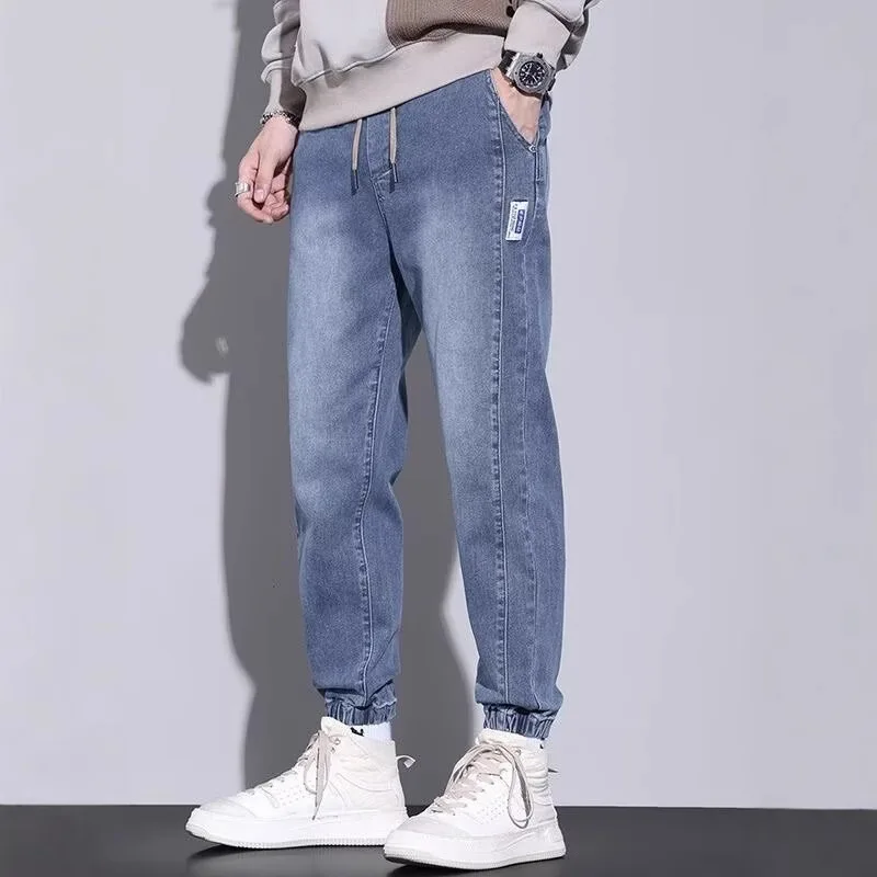 Men Jogger Jeans Tapered Leg Denim Pants Korean Style Loose Trousers Casual Streetwear Jeans for Men