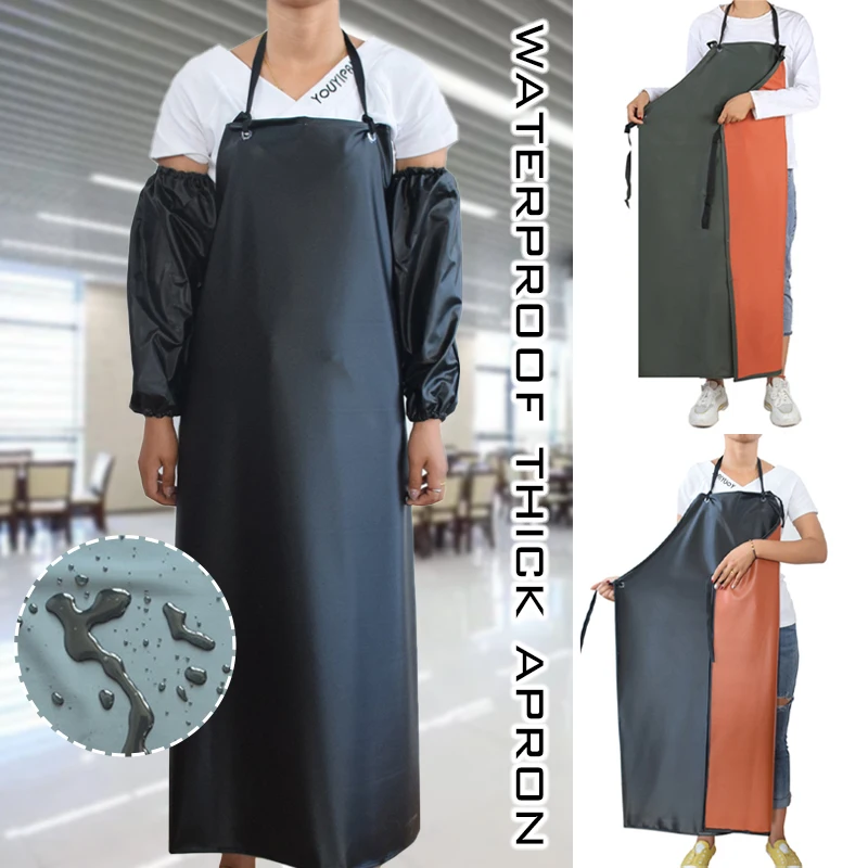 Heavy Duty Protective Thicken Kitchen Waterproof Apron oil-proof Chemical Resistant PVC Aprons for Fishing Butcher Workshop Work