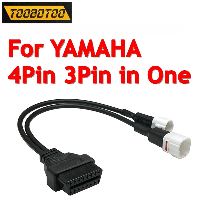 50PCS/Lot For YAMAHA R1 R6 Cable Harness Diagnostic Adapter Connector Motorcycle Cable 3 Pin and 4 Pin in One To OBD2