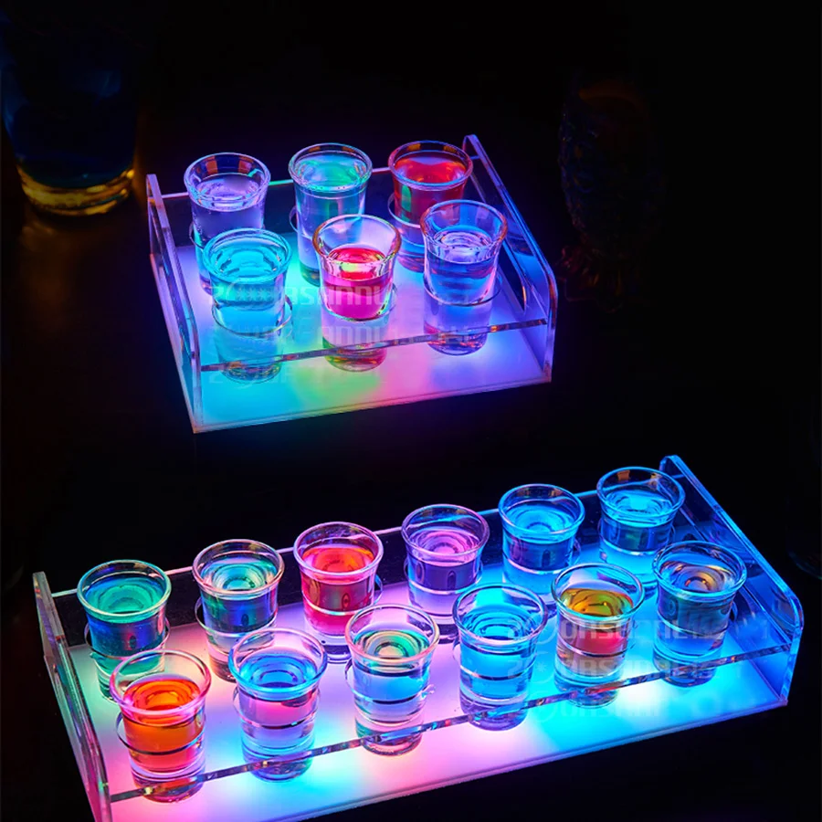 

Luminous LED Shot Glass Display Stand Rechargeable Glowing Cup Holder Bar Bullet Cup Tray Nightclub Bar KTV Cocktail Cup Rack