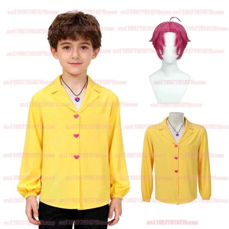 Halloween-Kostüm für Kinder, Film, K-Pop, Saja, Jungen, Romantik, Cosplay-Kostüm, gelbes Hemd, Halloween-Party, V-Ausschnitt, Langarm-Shirt