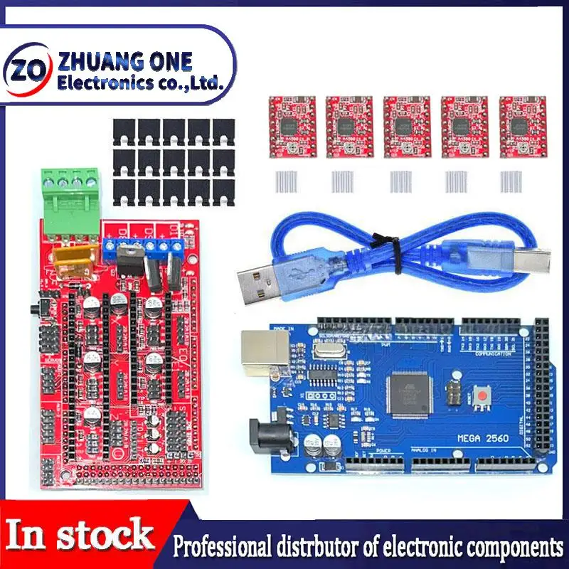 Imagem -02 - Impressora Mega 2560 r3 Mais Rampas 1.4 Painel de Controle Mais Pcs A4988 ou Drv8825 Stepper Motor Drive para Arduino 3d